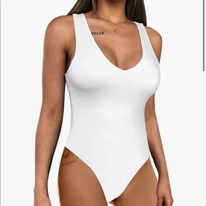 White v neck bodysuit
